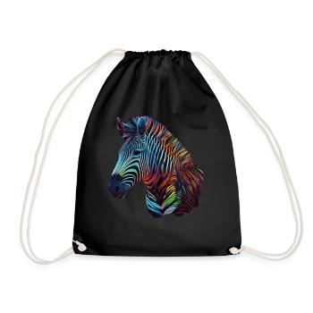 Geometric Zebra Colorful Psychedelic Abstract Rain - Drawstring Bag - black - Front