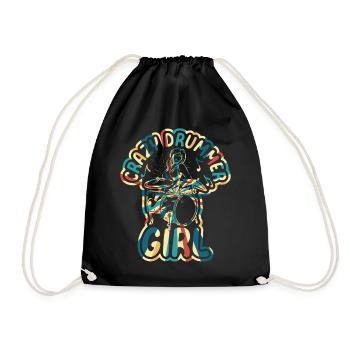 Drum Player Girls - Crazy Drummer Girl - Drawstring Bag - black - Front