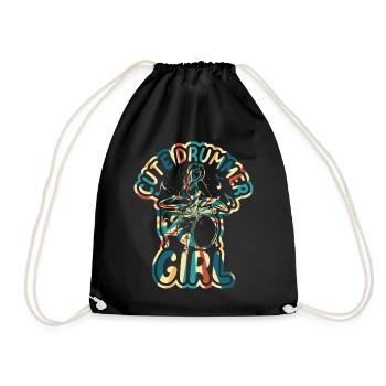 Cute Drummer Girl Drum Player Girl - Drummer Girl - Drawstring Bag - black - Front