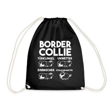 Hund Border Collie - Turnbeutel - Schwarz - Vorne