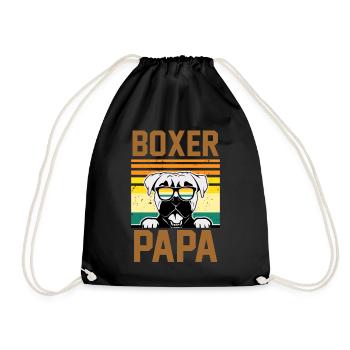 Hund Boxer Papa - Turnbeutel - Schwarz - Vorne