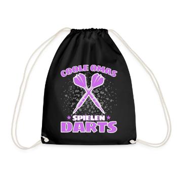 COOLE OMAS SPIELEN DARTS! Dart Dartspieler Oma - Turnbeutel - Schwarz - Vorne