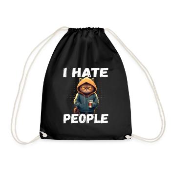 I Hate People - Coffee Cats Introverted - Drawstring Bag - black - Front