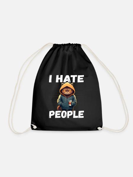 I Hate People - Kaffee Katzen Introvertiert - Turnbeutel - Schwarz