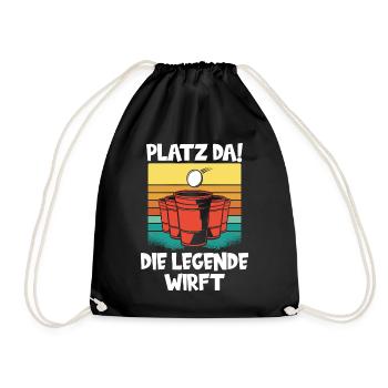 Platz da die Legende wirft Trinkspiel Beerpong - Turnbeutel - Schwarz - Vorne