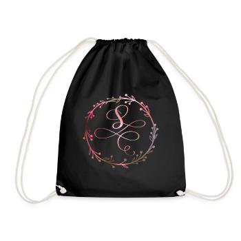 Monogram, letter S, calligraphy ornament - Drawstring Bag - black - Front