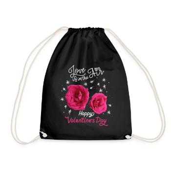 Valentine's Day, Love-Love Rose Pattern Rose Design - Drawstring Bag - black - Front