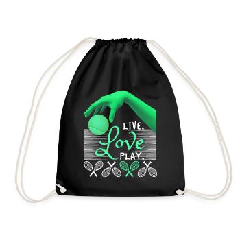 Tennis Live-Love-Play, saying for tennis players - Drawstring Bag - black - Front