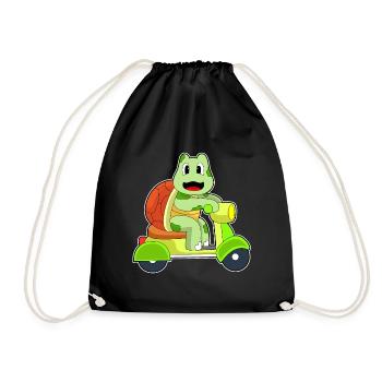 Turtle Scooter - Drawstring Bag - black - Front