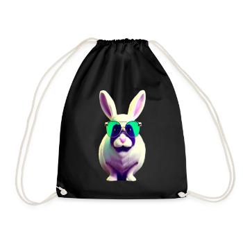 Lapin cool avec des lunettes de soleil - Sac de sport léger - noir - Devant