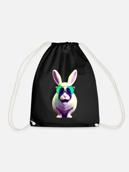 cooles Kaninchen mit Sonnenbrille - Turnbeutel - Schwarz