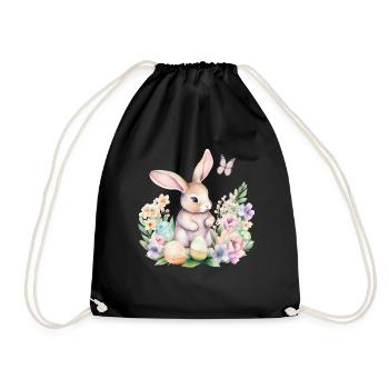 Frohe Ostern Hase Osterei für einen Osterhasen - Turnbeutel - Schwarz - Vorne