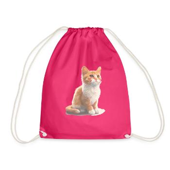 Cat cute cat drawing - Drawstring Bag - fuchsia - Front