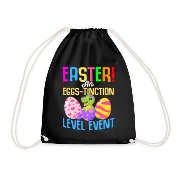 Easter T-rex Dinosaur Rabbit Easter Holiday - Drawstring Bag - black - Front