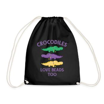 Mardi Gras Carnival Crocodile Beads Wildlife - Drawstring Bag - black - Front