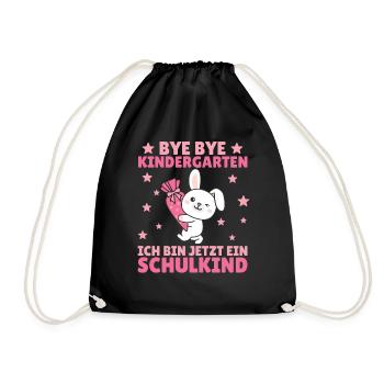 bye bye Kindergarten ich bin jetzt ein Schulkind - Turnbeutel - Schwarz - Vorne