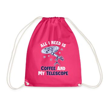 Coffee and my Telescope Cosmologist Starry Sky - Drawstring Bag - fuchsia - Front