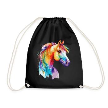 Aquarelle cheval poney coloré animal de compagnie amant des poneys - Sac de sport léger - noir - Devant