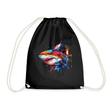Aquarelle Requin Coloré Grand Requin Blanc Amoureux - Sac de sport léger - noir - Devant