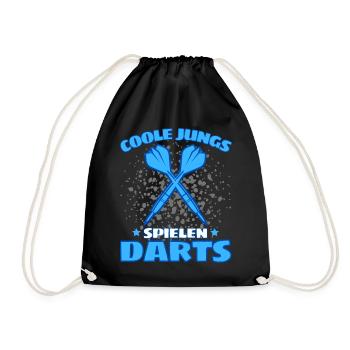 COOLE JUNGS SPIELEN DARTS! Dart Dartspieler Darts - Turnbeutel - Schwarz - Vorne