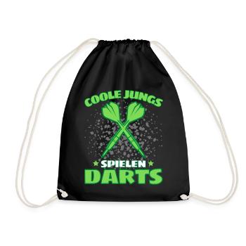 COOLE JUNGS SPIELEN DARTS! Dart Dartspieler Darts - Turnbeutel - Schwarz - Vorne