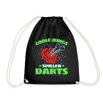 COOLE JUNGS SPIELEN DARTS! Dart Dartspieler Darts - Turnbeutel - Schwarz - Vorne