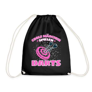 COOLE MÄDCHEN SPIELEN DARTS! Dart Dartspielerin - Turnbeutel - Schwarz - Vorne