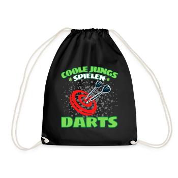 COOLE JUNGS SPIELEN DARTS! Dart Dartspieler Darts - Turnbeutel - Schwarz - Vorne