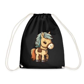 Cute horse for school beginners and kindergarten children - Drawstring Bag - black - Front