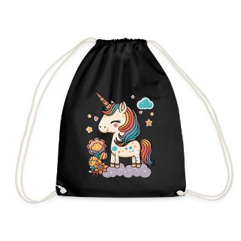 Cute magic unicorn - kindergarten and school - Drawstring Bag - black - Front