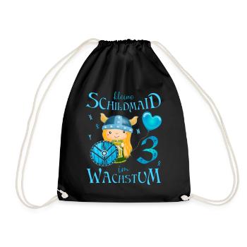 Kleine Schildmaid im Wachstum Geburtstag 3 Jahre - Turnbeutel - Schwarz - Vorne