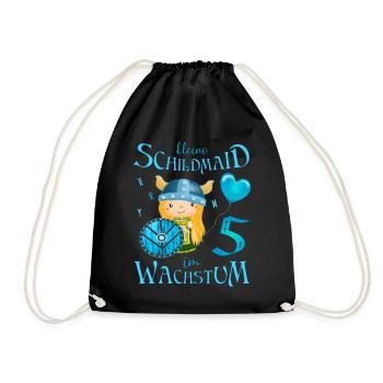Kleine Schildmaid im Wachstum Geburtstag 5 Jahre - Turnbeutel - Schwarz - Vorne