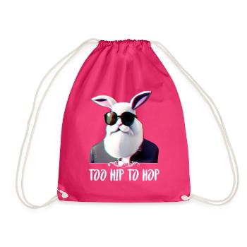 cool hipster bunny too hip to hop - Drawstring Bag - fuchsia - Front