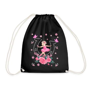 Ballerina in Tutu Dancing in Horseshoe Girls - Drawstring Bag - black - Front