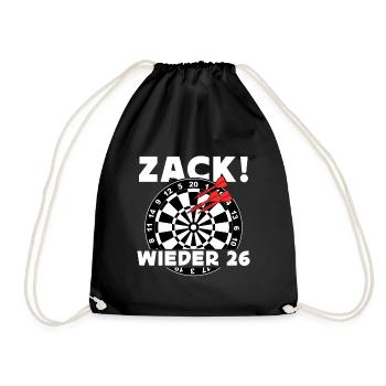 Zack wieder 26, Dartspieler Outfit, Geschenkidee - Turnbeutel - Schwarz - Vorne