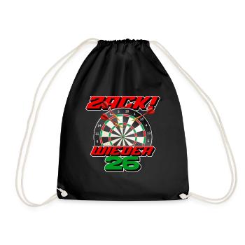 Zack wieder 26, Dartspieler Outfit, Geschenkidee - Turnbeutel - Schwarz - Vorne