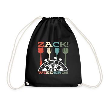 Zack wieder 26, Dartspieler Outfit, Geschenkidee - Turnbeutel - Schwarz - Vorne