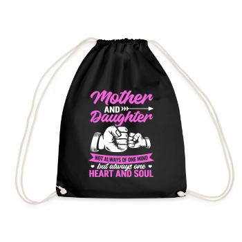 great Mother's Day saying - one heart and one soul. - Drawstring Bag - black - Front
