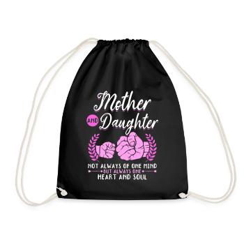 great Mother's Day saying - one heart and one soul. - Drawstring Bag - black - Front
