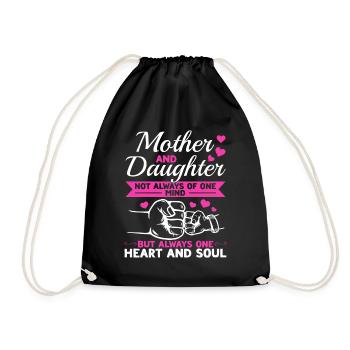 great Mother's Day saying - one heart and one soul. - Drawstring Bag - black - Front