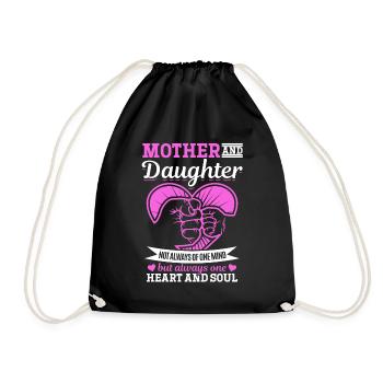 great Mother's Day saying - one heart and one soul. - Drawstring Bag - black - Front
