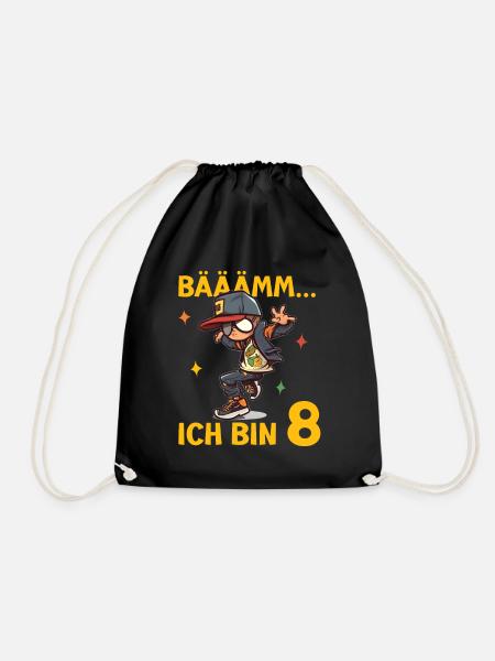 8.Geburtstag Jungen - Bääm ich bin 8 Coole Jungs - Turnbeutel - Schwarz