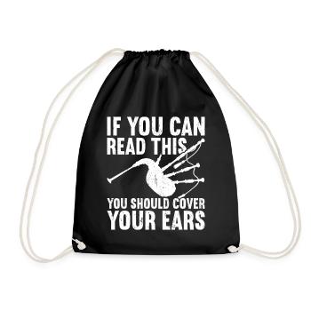 Bagpipe Bagpiper Bagpipes - Drawstring Bag - black - Front