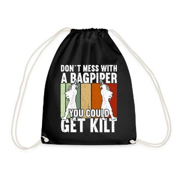 Bagpipe Bagpiper Bagpipes - Drawstring Bag - black - Front