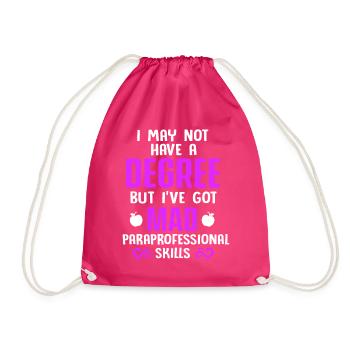 Paraprofessional Teacher Para Educator - Drawstring Bag - fuchsia - Front