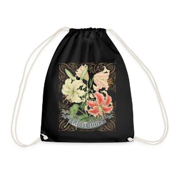Lys vintage, lis tigre, illustration botanique - Sac de sport léger - noir - Devant