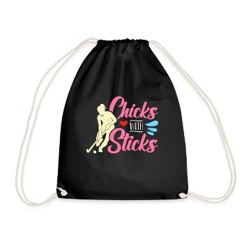 Field Hockey Chicks With Sticks Loves Goalkeeper - Drawstring Bag - black - Front