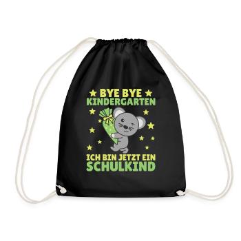 bye bye Kindergarten ich bin jetzt ein Schulkind - Turnbeutel - Schwarz - Vorne