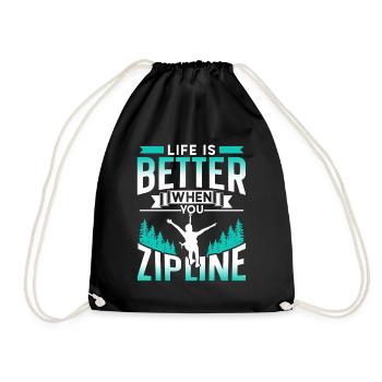Life is better when you zipline sports - Drawstring Bag - black - Front
