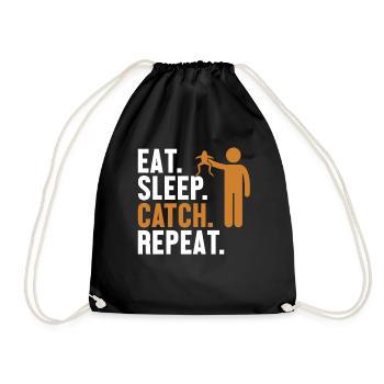 Eat Sleep Catch Repeat Kaulquappe Laubfrosch - Turnbeutel - Schwarz - Vorne